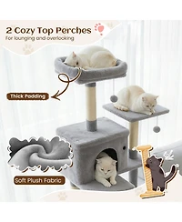 Sugift 80 in Tall Cat Tree with 2 Large Condos and Dangling Toys