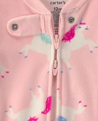 Carters Baby Girls' Unicorn 2-Way Zip Dream Plush Snug-Fit Footed Pajama