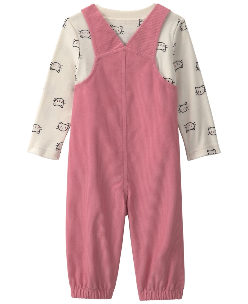 Carters Baby Girls' Cat Long-Sleeve Top and Corduroy Overall, 2-Piece Set