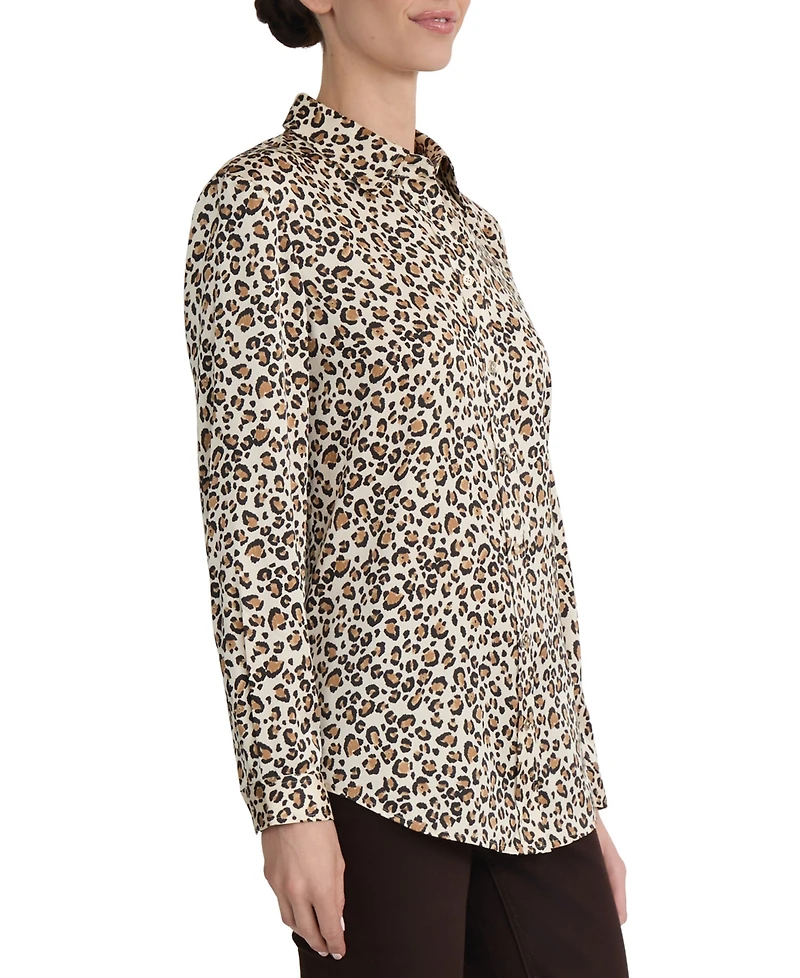 Jones New York Women's Utility Collared Long-Sleeve Blouse with Pockets