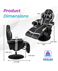Sugift Massage Video Gaming Recliner Chair with Adjustable Height