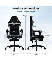 Sugift Height Adjustable Gaming Chair with Headrest Footrest and 360degree(s) Swivel Seat