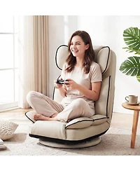 Sugift 360 Degree Swivel Floor Gaming Chair with 6-Position Adjustable Backrest and Sponge Filling