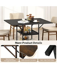 Sugift 47 in Rectangular Dining Table with 2 Open Storage Shelves and Metal Legs for 4-6