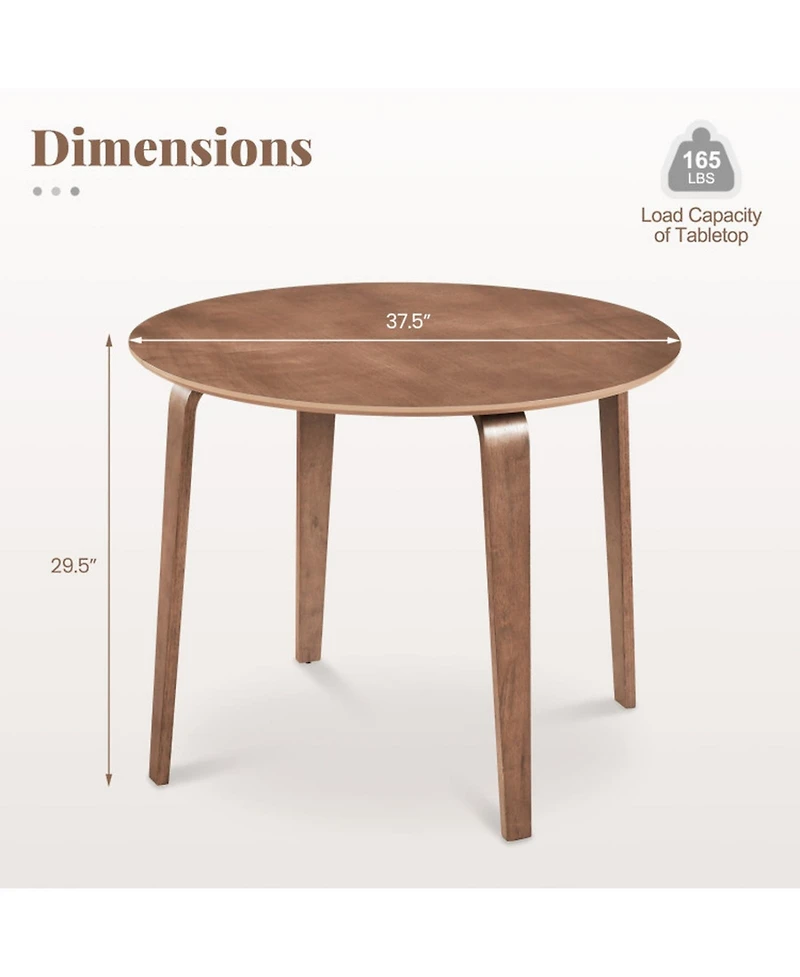 Sugift 37.5in Round Dining Table with Rubber Wood Legs for Small Spaces
