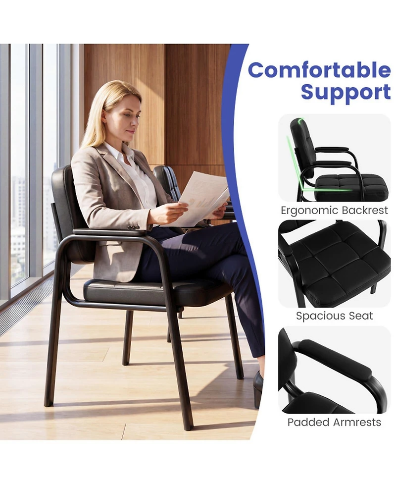 Sugift Set of 4 Leather Reception Guest Chairs