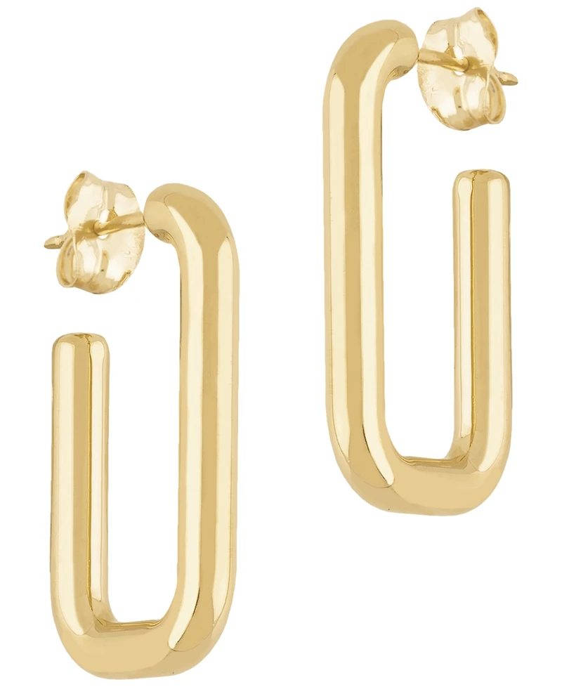 Macy's Sculptured Small Rounded Rectangle J Hoop Earrings in 14k Yellow Gold