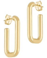 Macy's Sculptured Small Rounded Rectangle J Hoop Earrings in 14k Yellow Gold