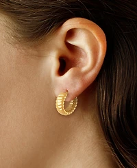 Macy's Sculptured Wide Shrimp Hoop Earrings in 14k Yellow Gold