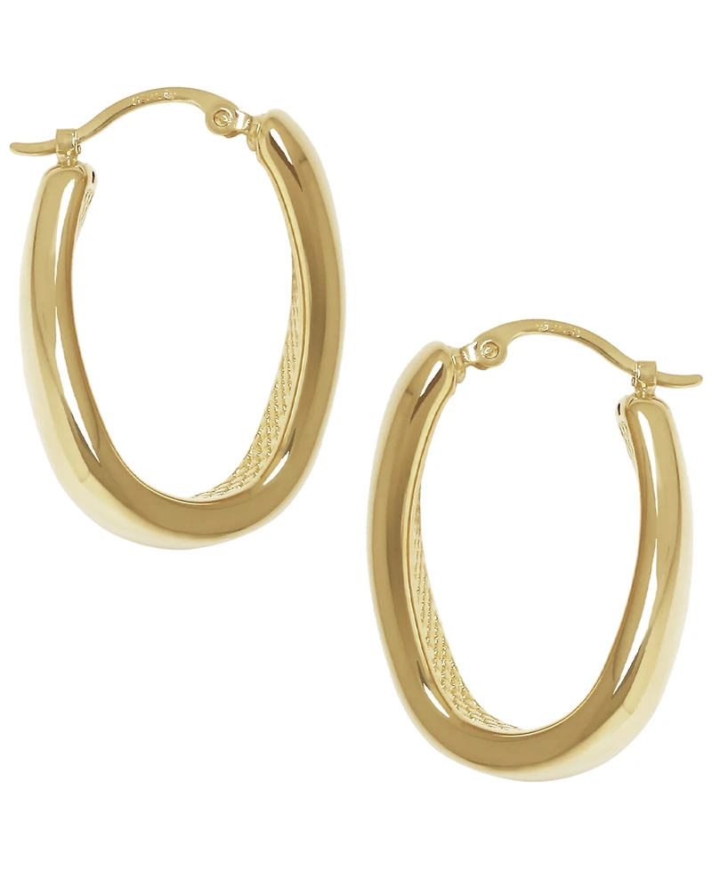 Macy's Sculptured Twisted Offset Hoop Earrings in 14k Yellow Gold