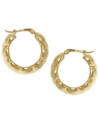 Macy's Sculptured Wide Multi-Beaded Hoop Earrings in 14k Yellow Gold