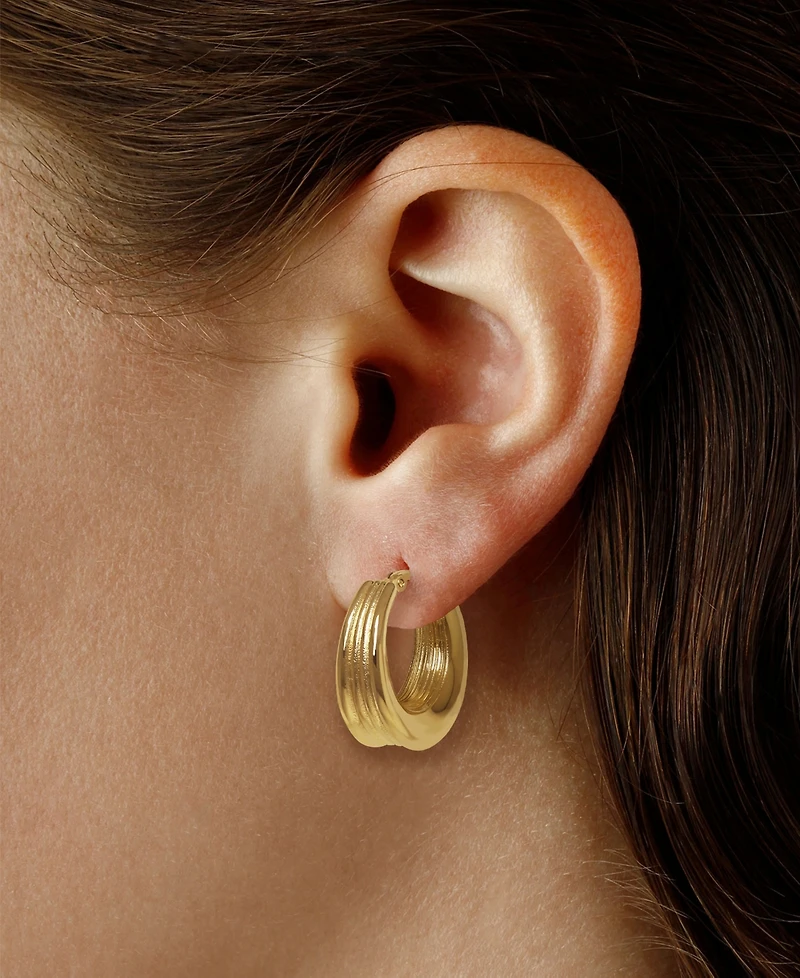 Macy's Sculptured Inverted Ribbed Hoop Earrings in 14k Yellow Gold