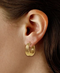 Macy's Sculptured Inverted Ribbed Hoop Earrings in 14k Yellow Gold