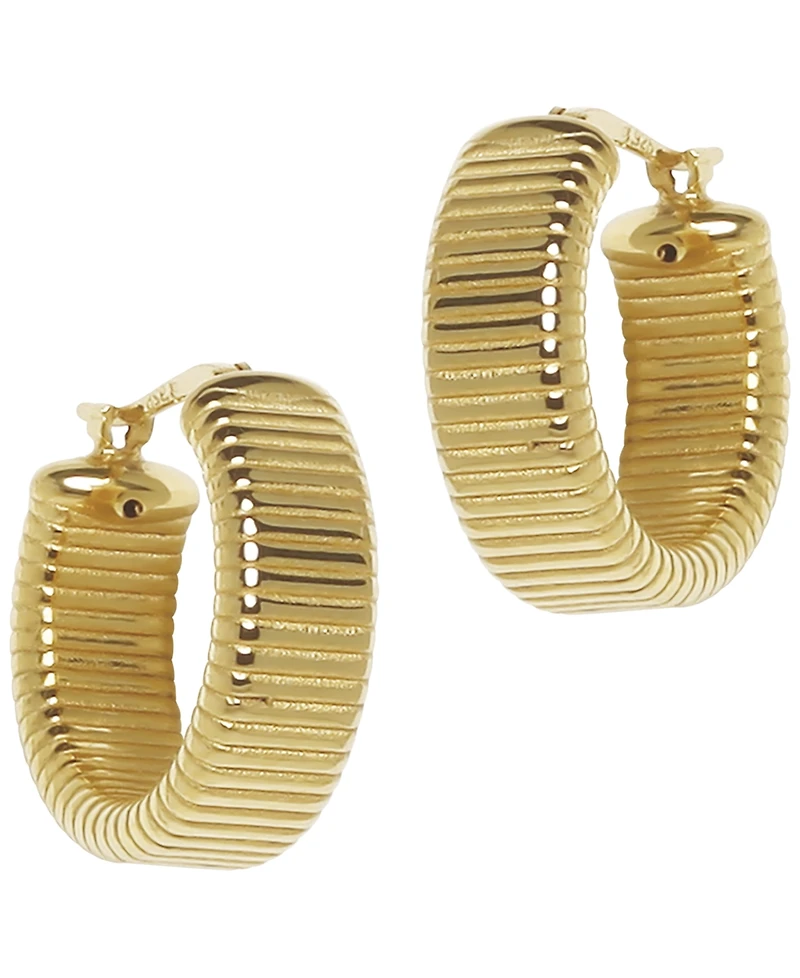 Macy's Sculptured Flat Multi-Ribbed Hoop Earrings in 14k Yellow Gold