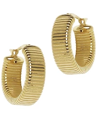 Macy's Sculptured Flat Multi-Ribbed Hoop Earrings in 14k Yellow Gold