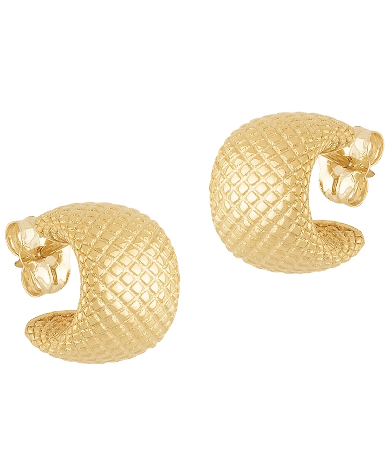Macy's Sculptured Faceted Bold Band Hoop Earrings in 14k Yellow Gold