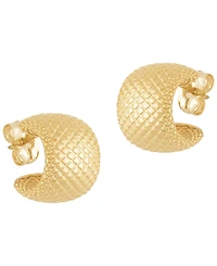 Macy's Sculptured Faceted Bold Band Hoop Earrings in 14k Yellow Gold