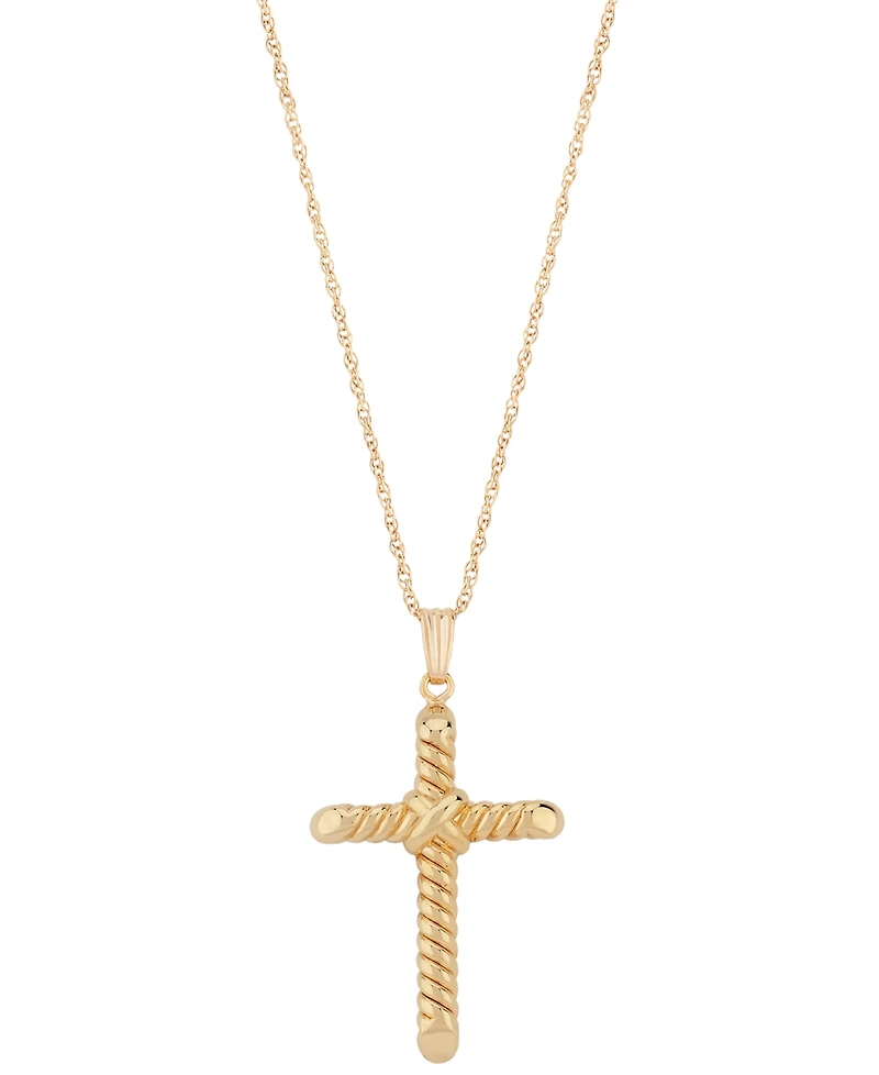 Macy's Twisted Cross Pendant Necklace in 14k Yellow Gold