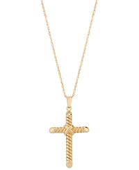 Macy's Twisted Cross Pendant Necklace in 14k Yellow Gold