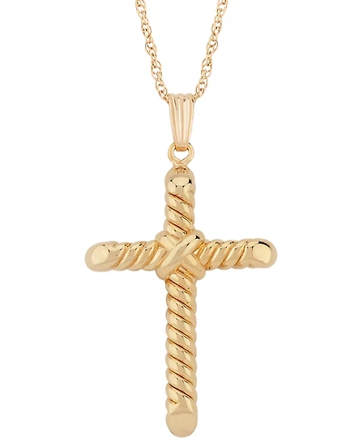 Macy's Twisted Cross Pendant Necklace in 14k Yellow Gold