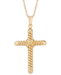 Macy's Twisted Cross Pendant Necklace in 14k Yellow Gold