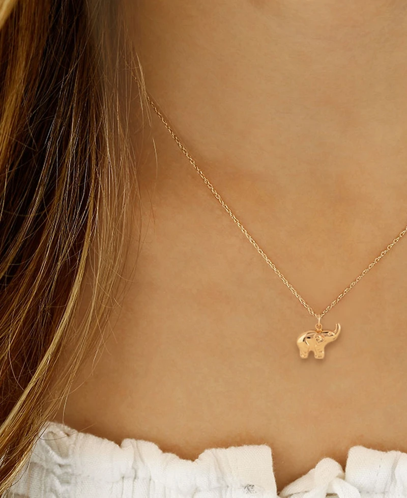 Macy's Elephant Charm Necklace in 14k Yellow Gold