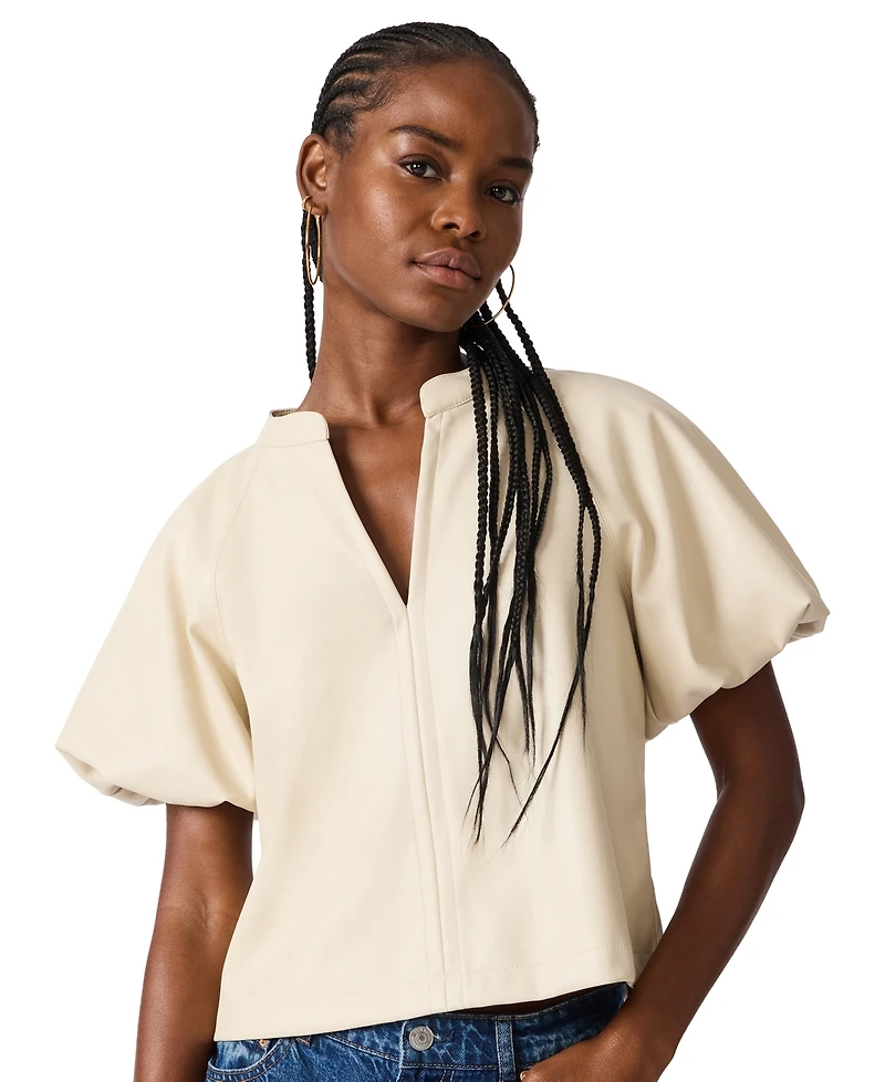 Steve Madden Women's Cecila Henley Short-Sleeve Top