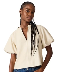 Steve Madden Women's Cecila Henley Short-Sleeve Top