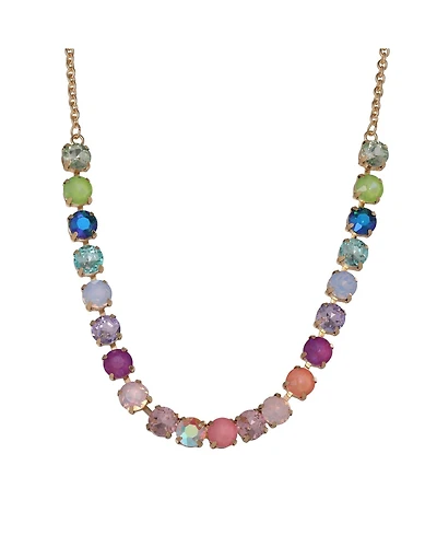 Juicy Couture Womens Tennis Necklace with 8MM Multicolor Crystals, 16"+2" Gold Tone-Plated Tennis Jewelry