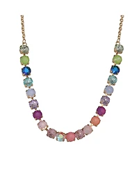Juicy Couture Womens Tennis Necklace with 8MM Multicolor Crystals, 16"+2" Gold Tone-Plated Tennis Jewelry