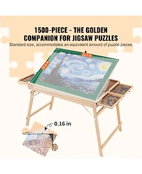 Sevorley 1500-Piece Wooden Puzzle Table with Folding Legs, 4 Drawers and Cover