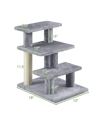 Sugift 3-Tier Cat Stairs 19 in Plush Steps with Scratching Posts for High Bed Sofa