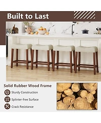 Sugift Set of 4 Upholstered Counter Height Bar Stools with Curved Saddle Seat