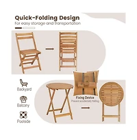 Boyel Living 3 Pieces Folding Patio Bistro Set with Slatted Tabletop