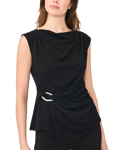 Msk Women's Asymmetrical Shirred Waist Sleeveless Top