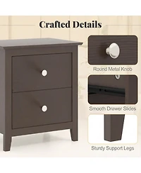 Sugift Set of 2 Modern Nightstands with 2 Drawers for Small Spaces