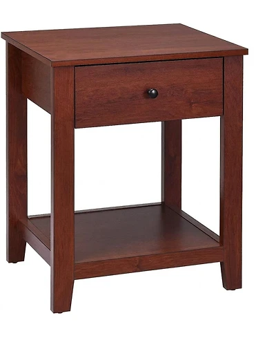 Sugift Nightstand End Table with Drawer and Storage Shelf