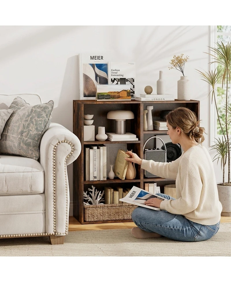 Sugift Set of 2 3-Tier Cube Bookcases with Adjustable Shelves for Home Office