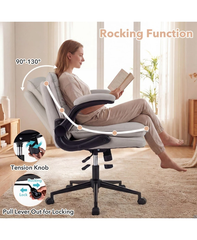Sugift Criss Cross Chair on Wheels with Flip-up Arms and Adjustable Height