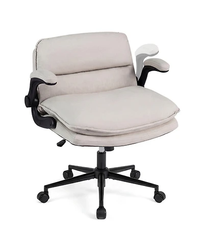 Sugift Criss Cross Chair on Wheels with Flip-up Arms and Adjustable Height