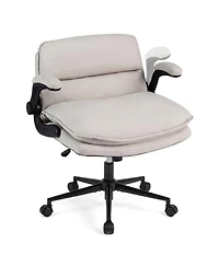 Sugift Criss Cross Chair on Wheels with Flip-up Arms and Adjustable Height