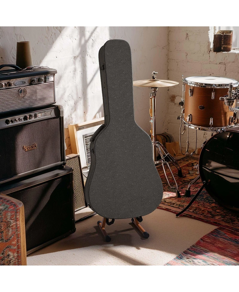 Yescom Wooden Folding Guitar Stand with Foam Arms fits for Acoustic Guitars, Ukuleles, Violins A-frame Floor Instrument Display Recording Studios