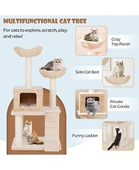 Sugift 48 in 4-Layer Cat Tower with Sisal Scratching Posts Perch Condo and Ladder