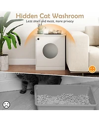 Sugift Modern Cat Litter Box Enclosure Side Table for Small to Large Cats