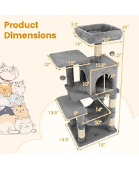 Sugift Multi-Level Cat Tower with 2-Door Condo Padded Top Perch and Hammock