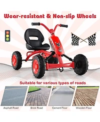 Sugift Kids 4-Wheel Go Kart with Adjustable Seat and Steering Handlebars, Supports up to 66 lbs, Ages 3+