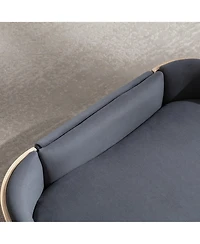 Zeny Small Size Scandinavian style Elevated Dog Bed Pet Sofa with Solid Wood legs and Bent Wood Back, Velvet Cushion