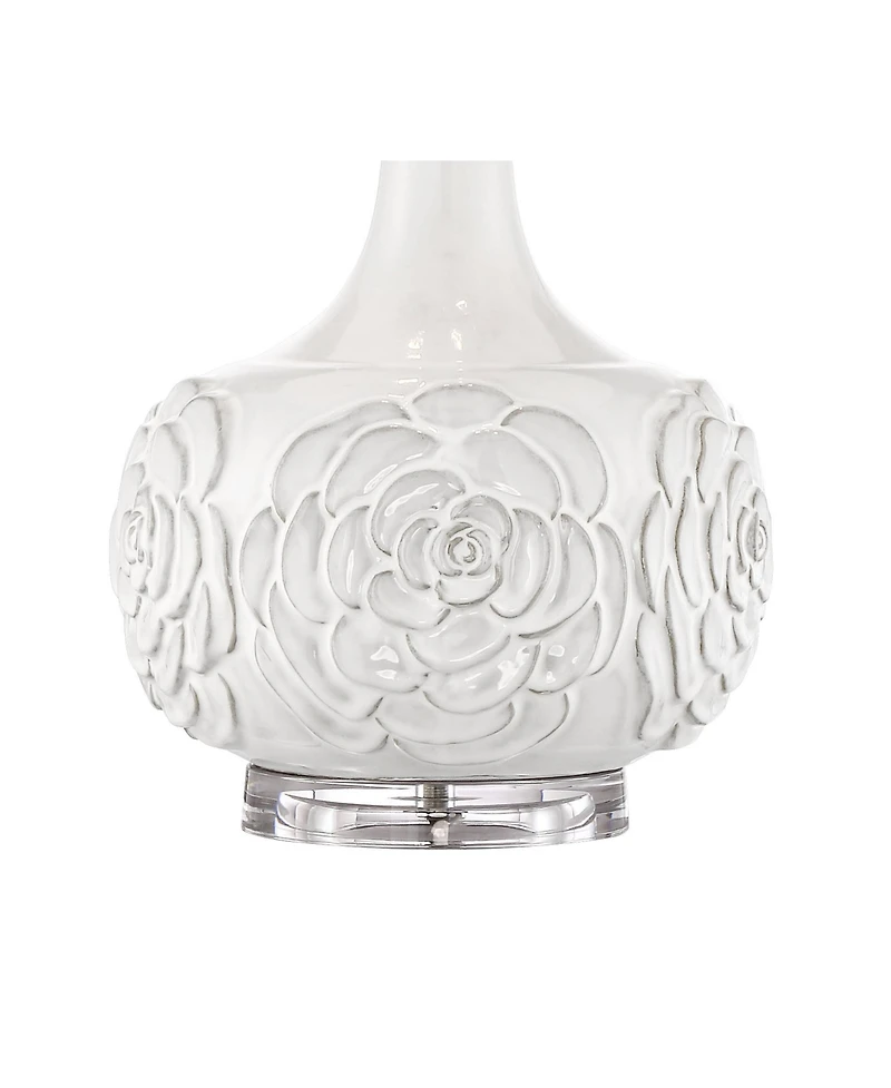 Possini Euro Design Natalia 27" Tall Modern Luxe Table Lamps Set of 2 Pull Chain Floral Ceramic Living Room Bedroom