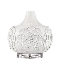 Possini Euro Design Natalia 27" Tall Modern Luxe Table Lamps Set of 2 Pull Chain Floral Ceramic Living Room Bedroom