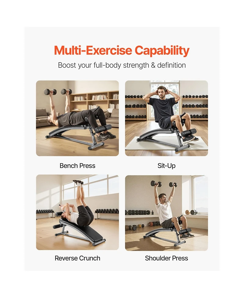 Hongge Curved Decline Sit Up Ab Bench with Reverse Crunch Handle